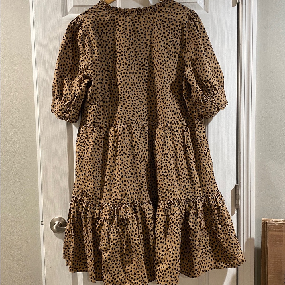 J. Crew Tan and Black Polka Dot Midi Dress - Picture 13 of 15
